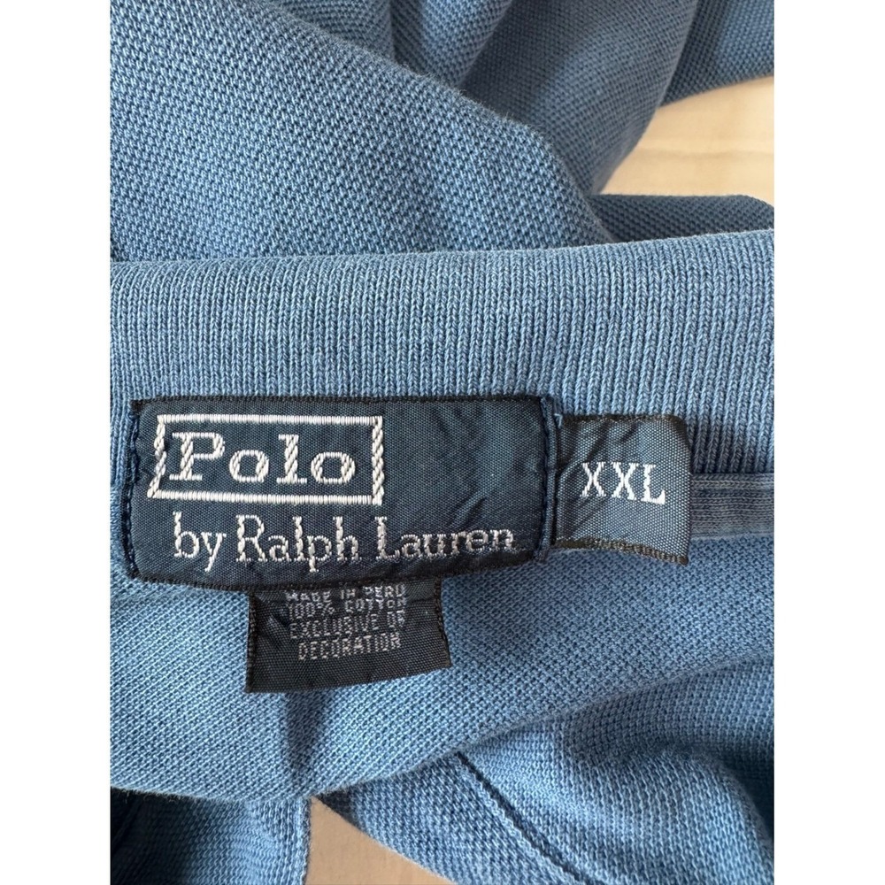 Vintage Polo Ralph Lauren Polo Shirt XXL Preppy Logo Pony Golf Tennis Prep Blue - Picture 4 of 6